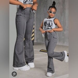 SHEIN Gray Flare Cargo Jeans